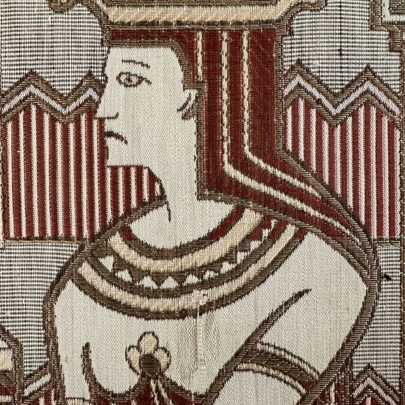 Vintage French Wall Panel in Silk and Rayon with Egyptian Figured Royalty Framed - Picture 4 of 5